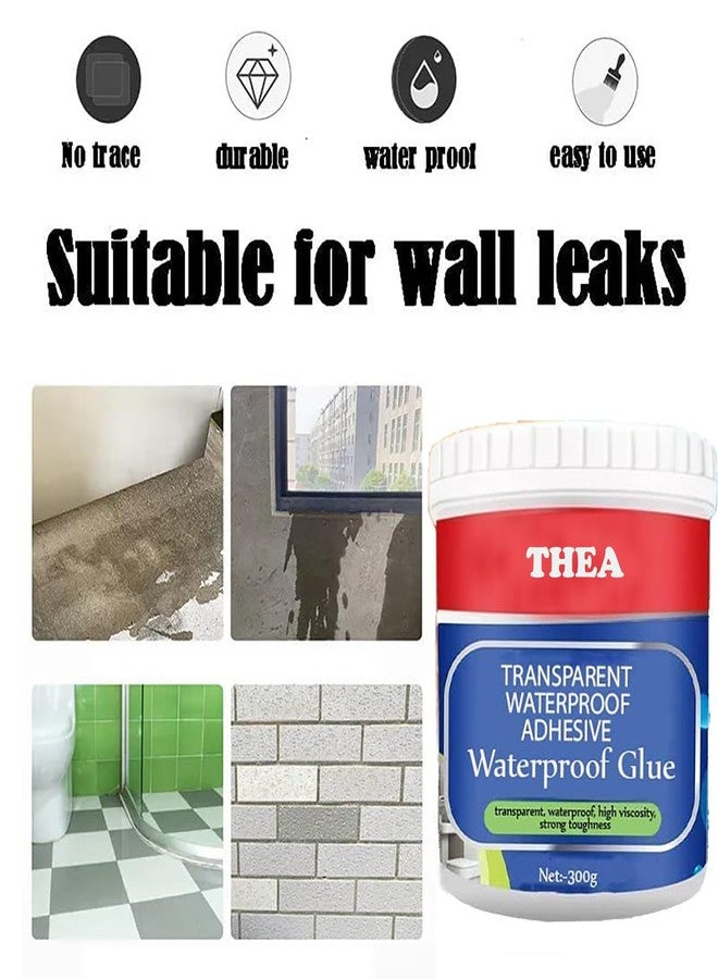 Thea Invisible Crack Seal Glue with Brush I Transparent Waterproof Glue for Roof Leakage I Crack Seal Agent Roof Water Leakage Solution Water Proof Glue Waterproofing for Pipe,Wall &Tiles(300gm+Brush) - Image 3